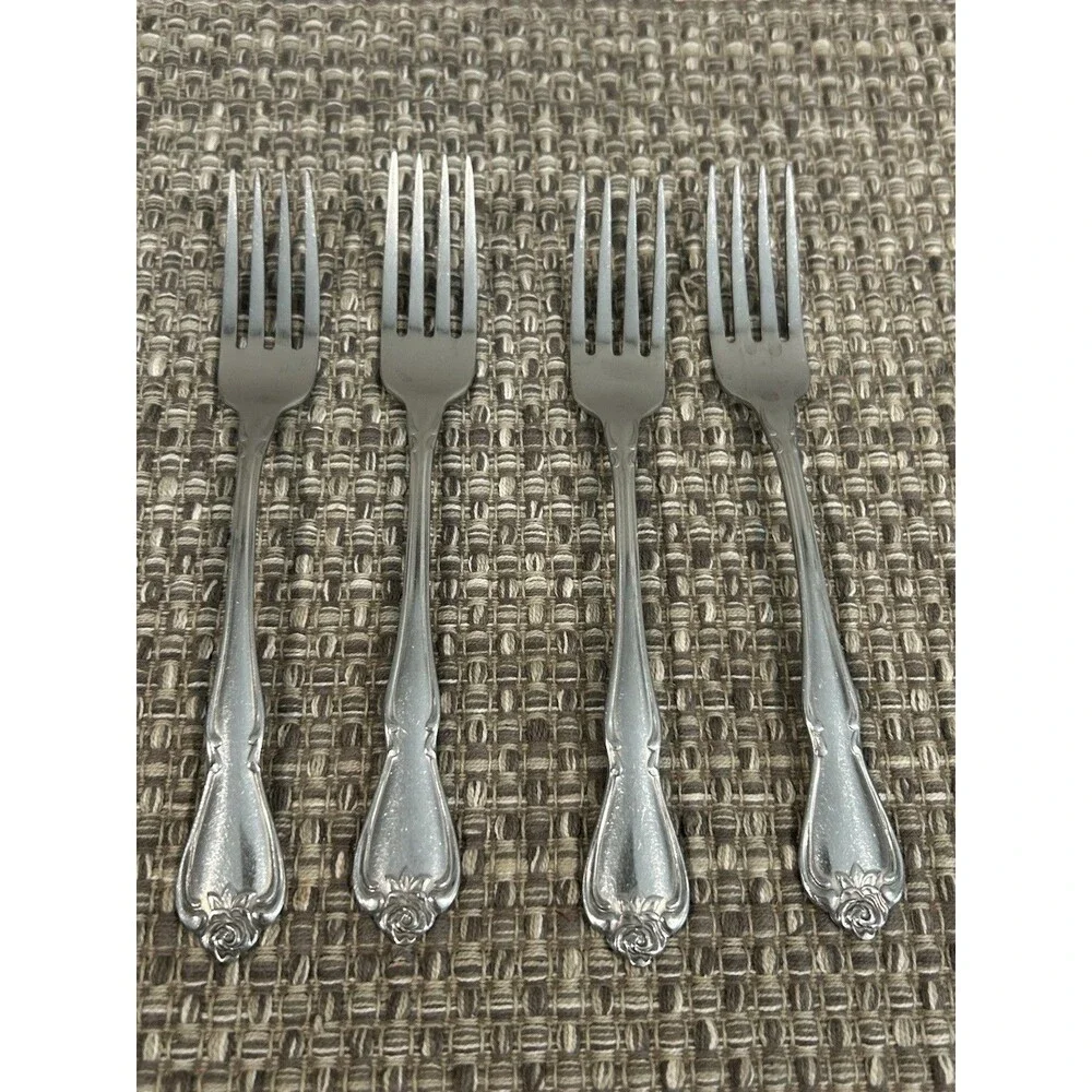 Oneida Arbor Rose True Rose Dinner Forks Stainless Steel Flatware Set Of 4